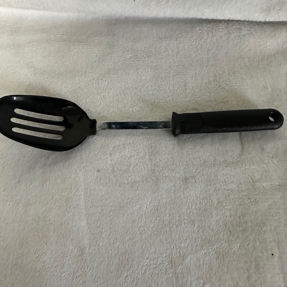 EKCO Slotted Spoon Black Excellent Nylon Stainless Steel Heat‎ Resistant Vntg